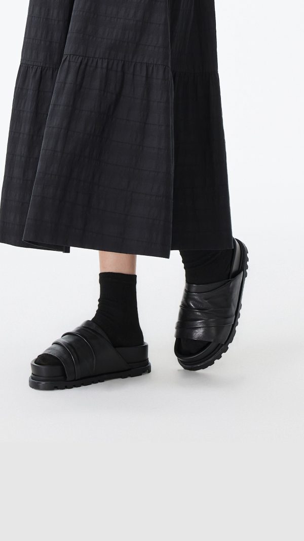 Leather Platform Slides